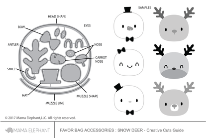 Favor Bag Accessory - Snow Deer - Creative Cuts