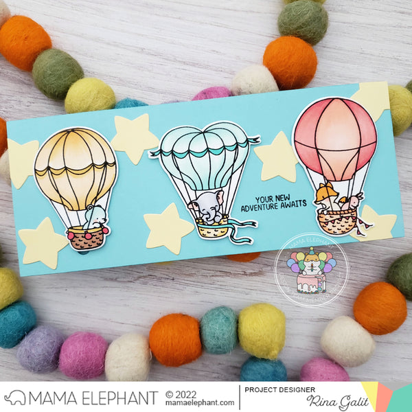 DTTBlue Flower hot air balloon letter mountain Clear stamps and metal die  cuts : : Home